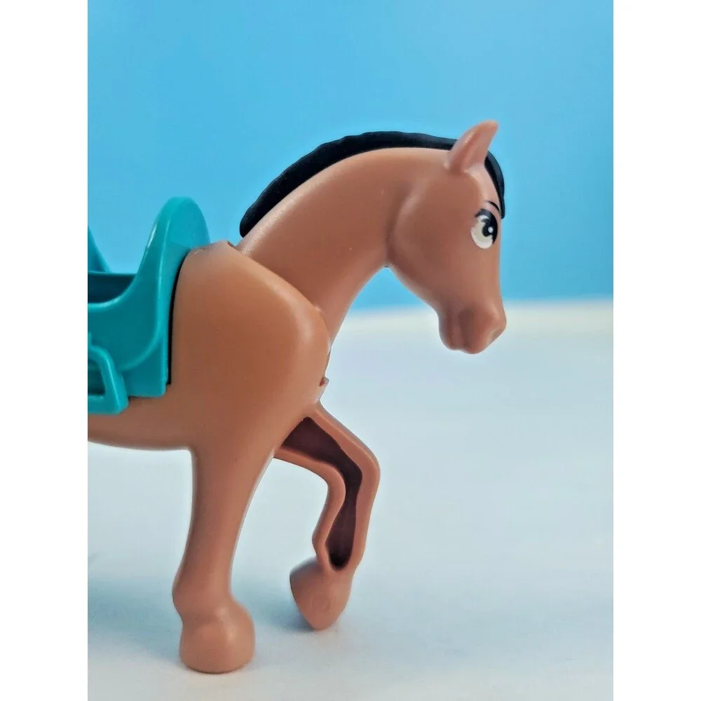 LEGO Friends Horse Figure Light Brown Black Mane Teal Saddle Animal Minifigure